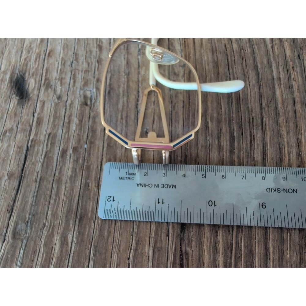Vintage CAZAL 80s Open EYEGLASSES FRAME Only Women Gold Hexagonal Lens 58 14 140 - Picture 7 of 16
